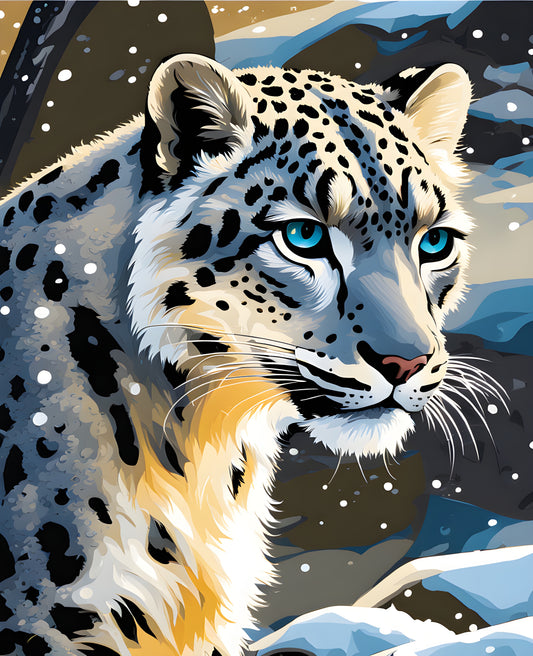 Snow Leopard Hunting PD (5) -  Van-Go Paint-By-Number Kit