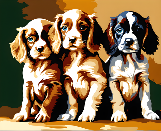 Dogs Collection PD (76) - Spaniel Puppies - Van-Go Paint-By-Number Kit
