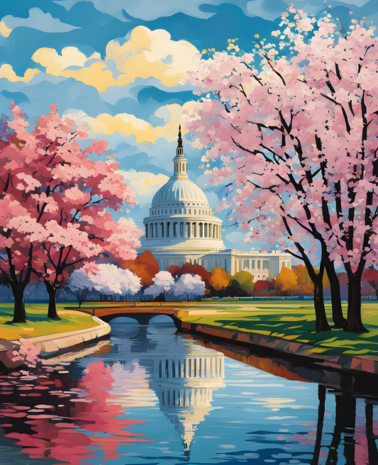 Spring Blossom Washington D.C. (4) - Van-Go Paint-By-Number Kit