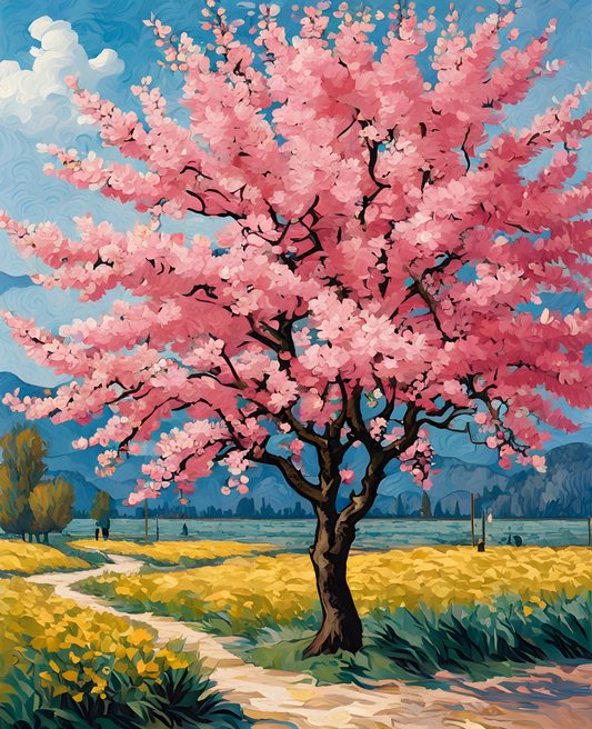 Spring with a Pink Tree - Van-Go Paint-By-Number Kit