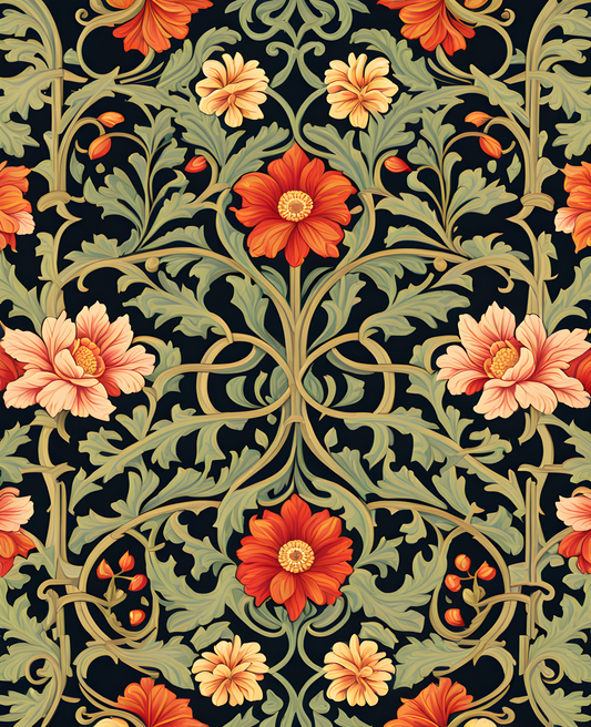 William Morris Style Collection PD (162) - St James Palace Fabric Pattern - Van-Go Paint-By-Number Kit