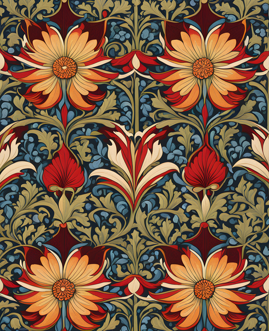 William Morris Style Collection PD (158) - St James Palace Fabric Pattern - Van-Go Paint-By-Number Kit