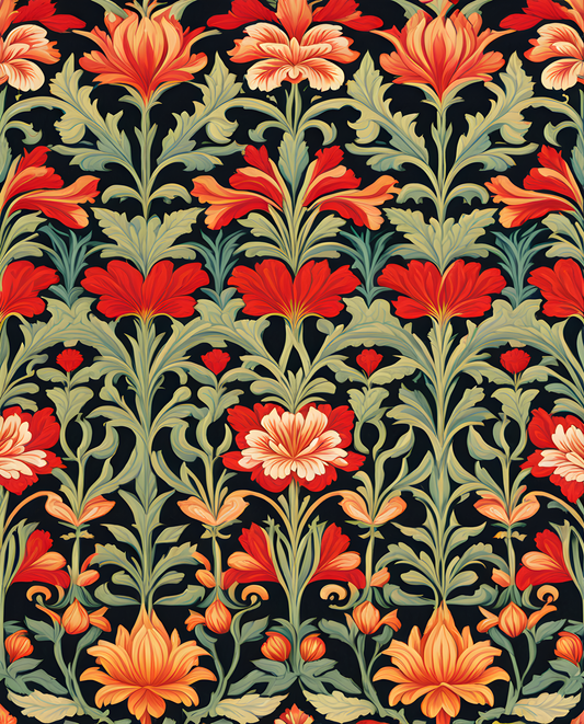 William Morris Style Collection PD (159) - St James Palace Fabric Pattern - Van-Go Paint-By-Number Kit