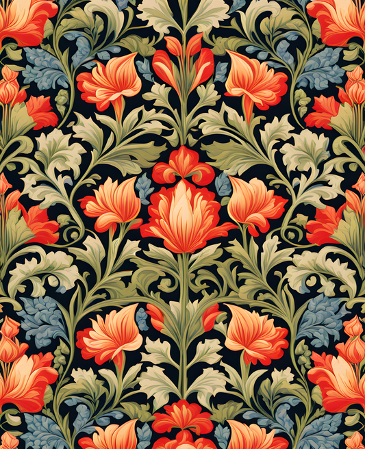 William Morris Style Collection PD (160) - St James Palace Fabric Pattern - Van-Go Paint-By-Number Kit