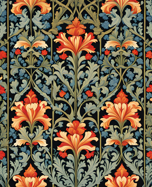 William Morris Style Collection PD (161) - St James Palace Fabric Pattern - Van-Go Paint-By-Number Kit