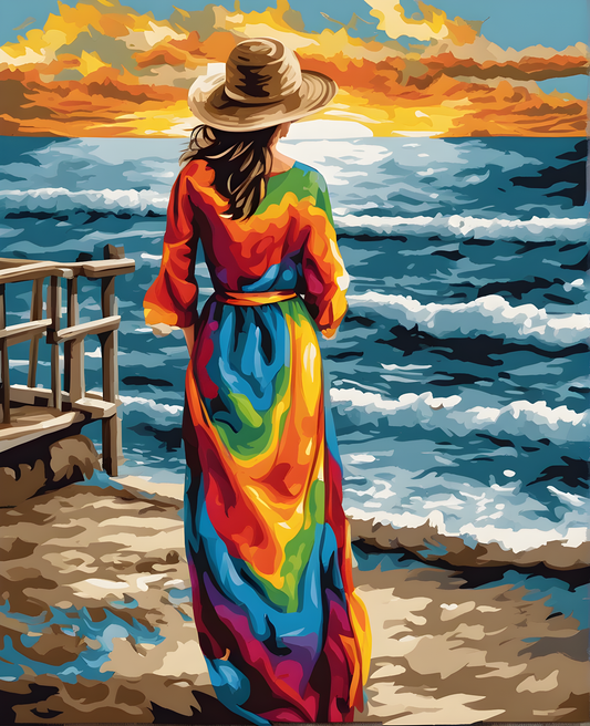 Standing Woman Watching the Ocean - Van-Go Paint-By-Number Kit