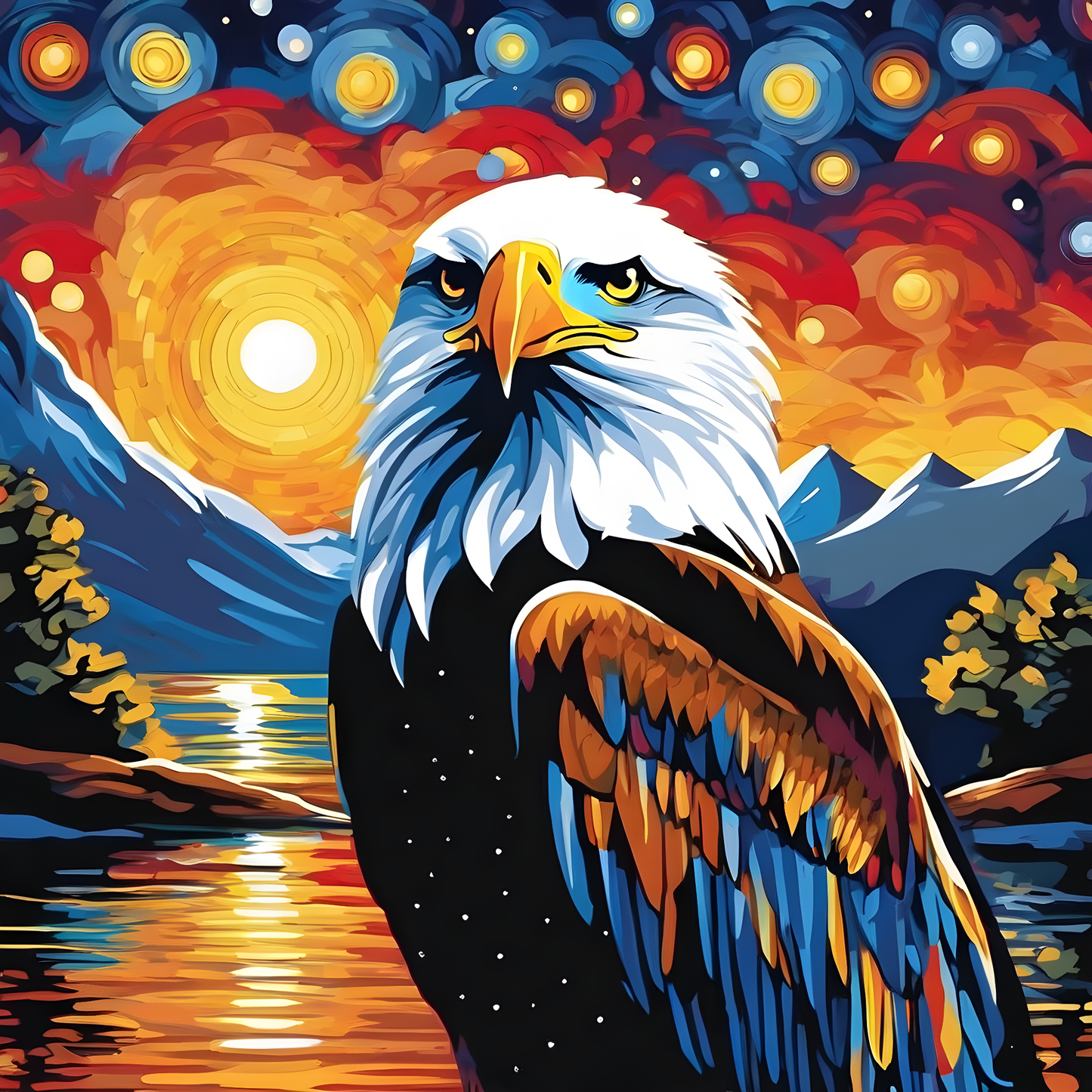 Starry Night Eagle PD (4) - Paint-By-Number Kit
