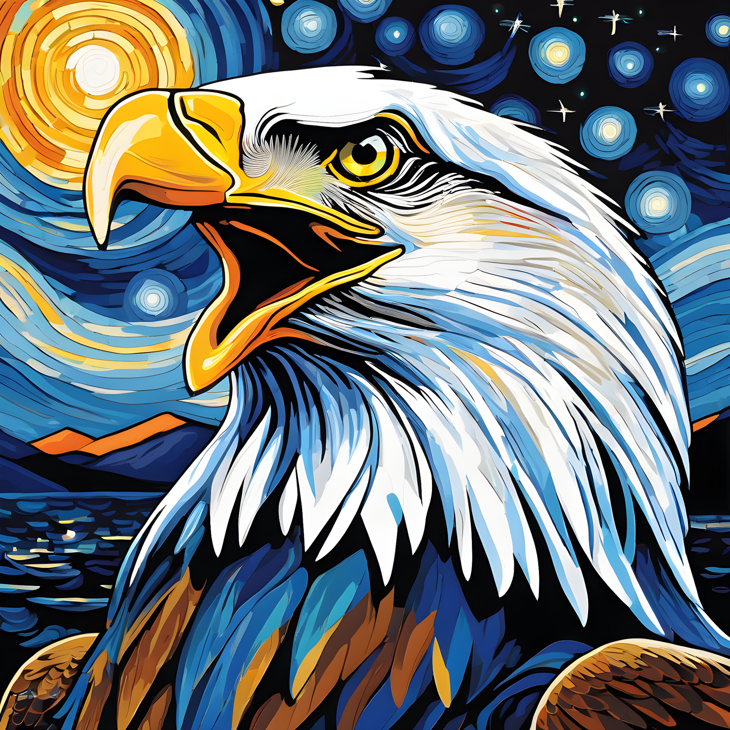 Starry Night Eagle PD (1) - Paint-By-Number Kit