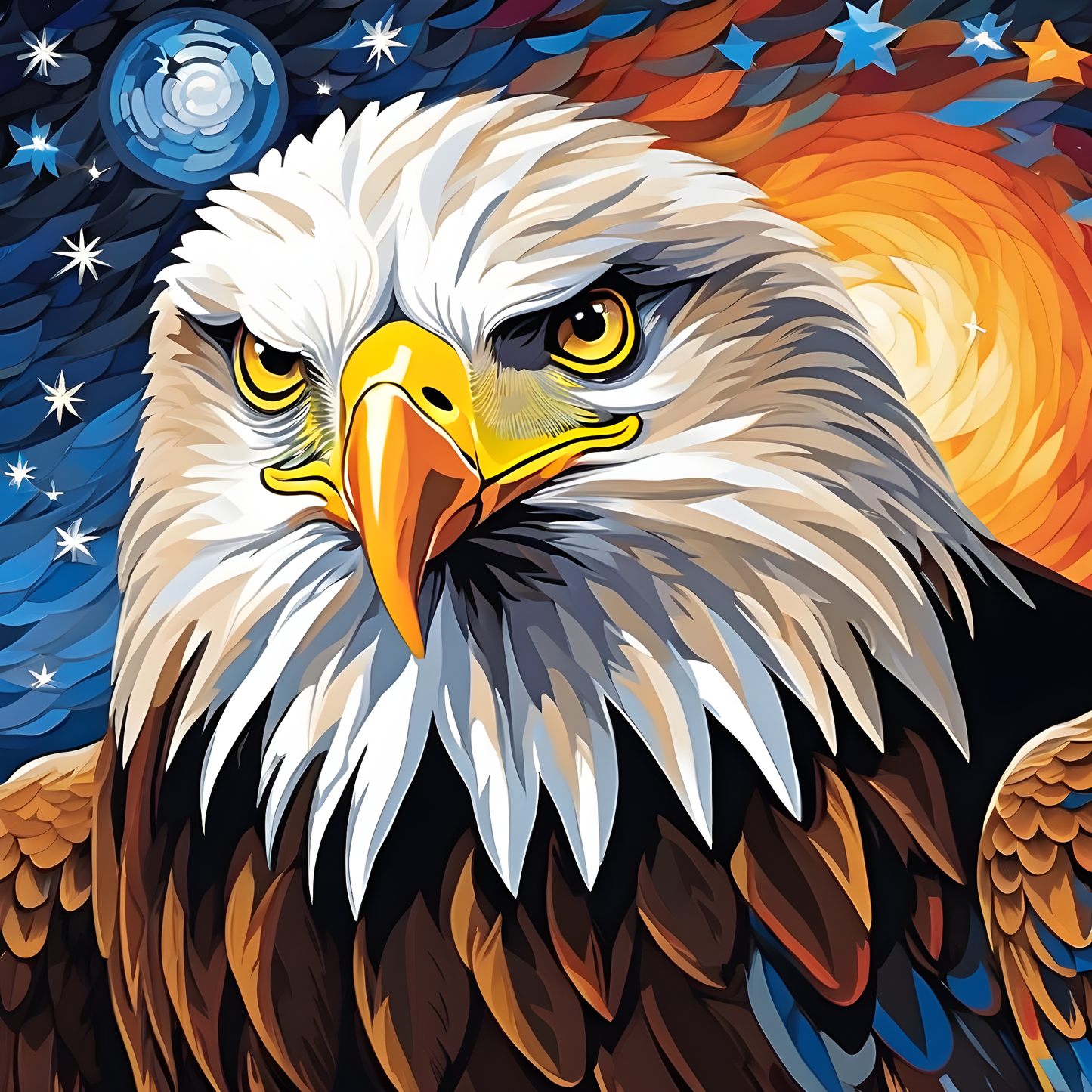 Starry Night Eagle PD (2) - Paint-By-Number Kit