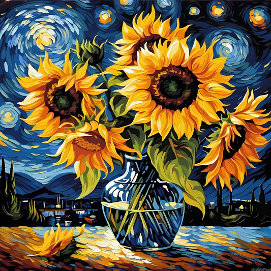 Starry Night Sunflowers PD (3) - Paint-By-Number Kit