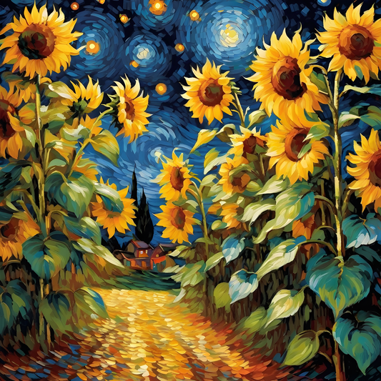 Starry Night Sunflowers PD (5) - Paint-By-Number Kit