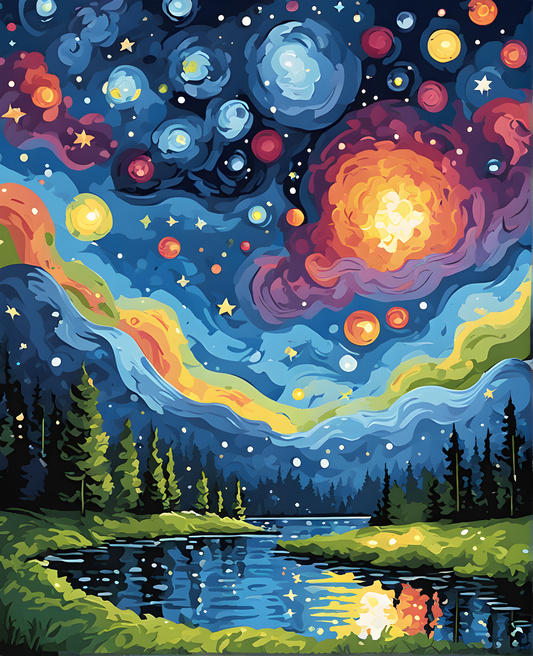 Starry sky (1) - Van-Go Paint-By-Number Kit