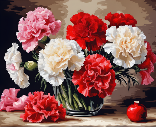 Still Life Of Carnations - Van-Go Paint-By-Number Kit