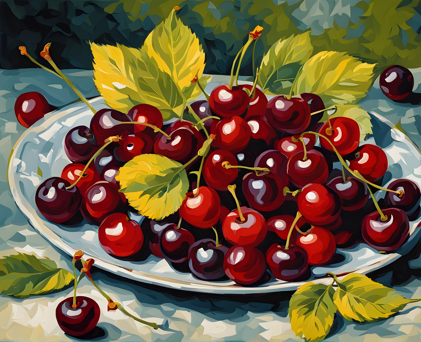 Still Life with a Plate of Cherries PD (1) - Van-Go Paint-By-Number Kit