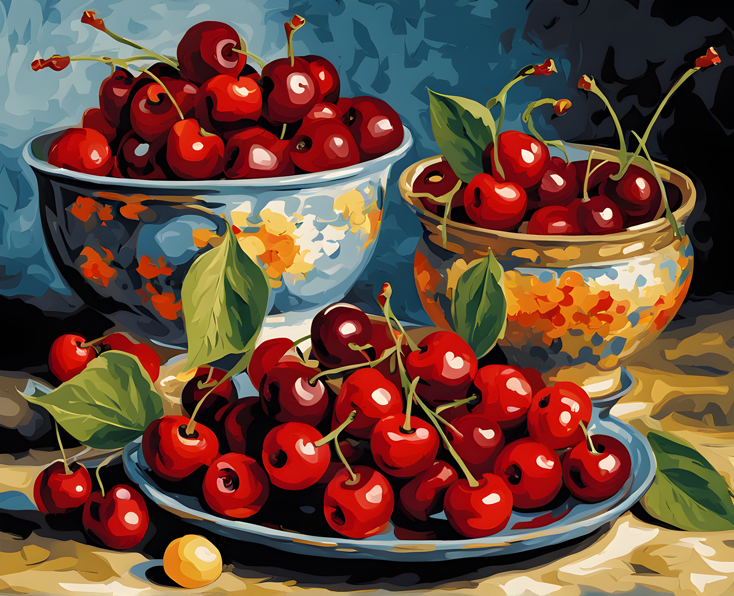 Still Life with a Plate of Cherries PD (2) - Van-Go Paint-By-Number Kit