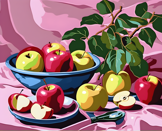 Still Life with Apples on Pink Cloth (2) - Van-Go Paint-By-Number Kit