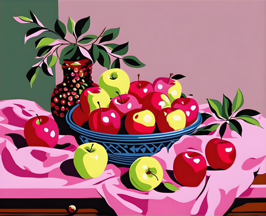 Still Life with Apples on Pink Cloth (1) - Van-Go Paint-By-Number Kit