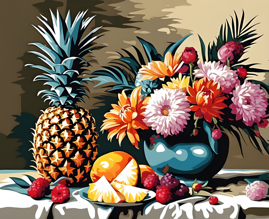 Still Life with Flowers and Pineapple (2) - Van-Go Paint-By-Number Kit