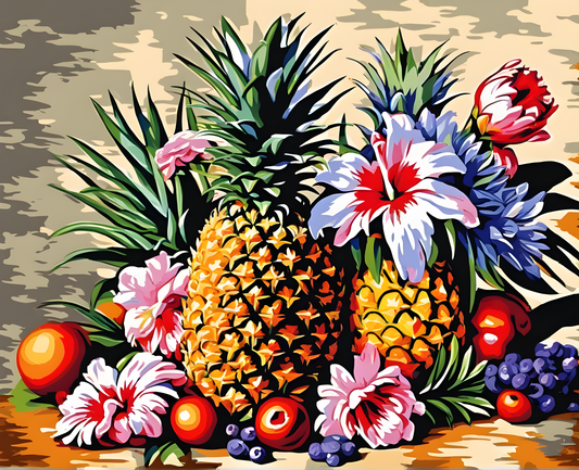 Still Life with Flowers and Pineapple (1) - Van-Go Paint-By-Number Kit
