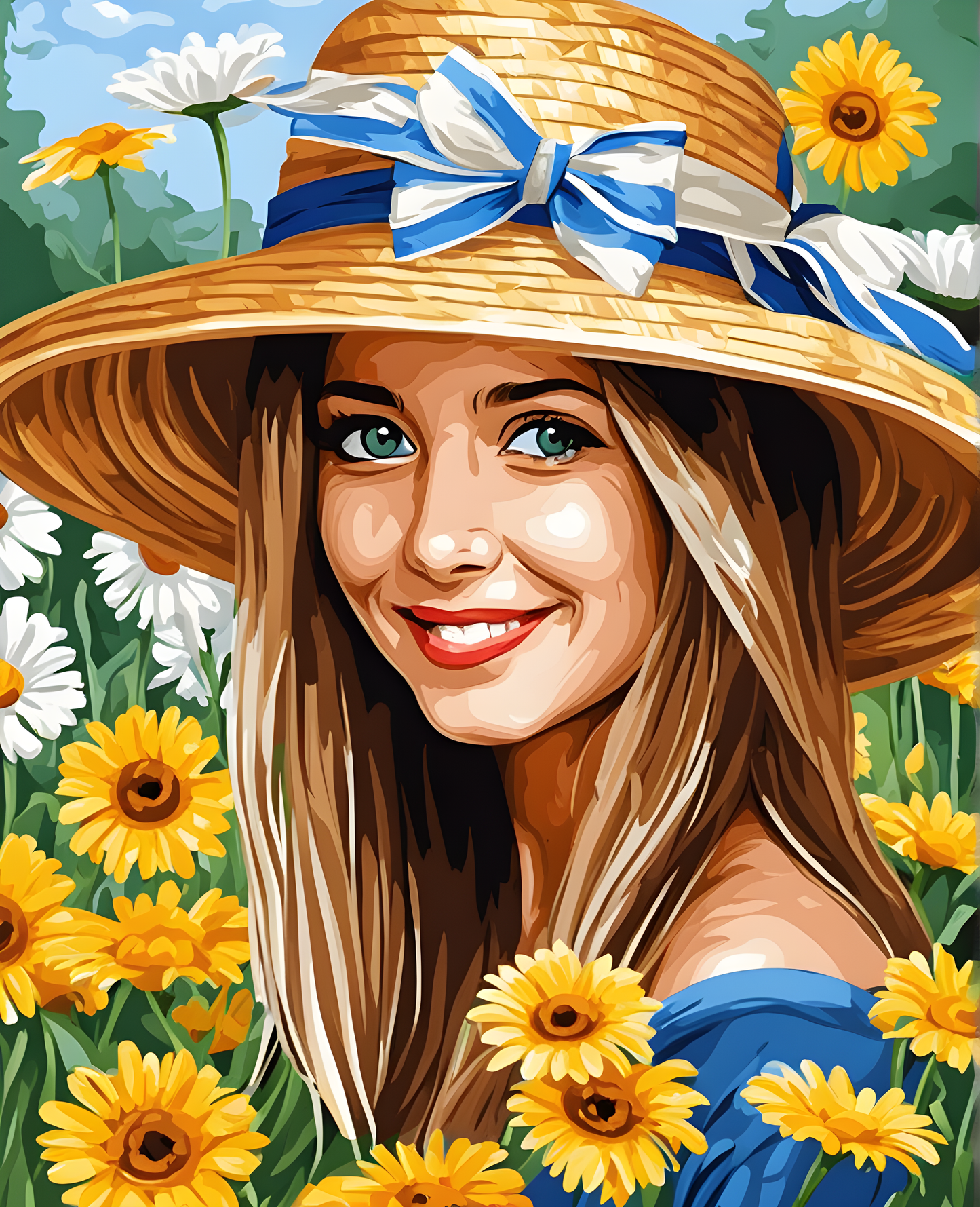 Straw Hat and Daisies (1) - Van-Go Paint-By-Number Kit