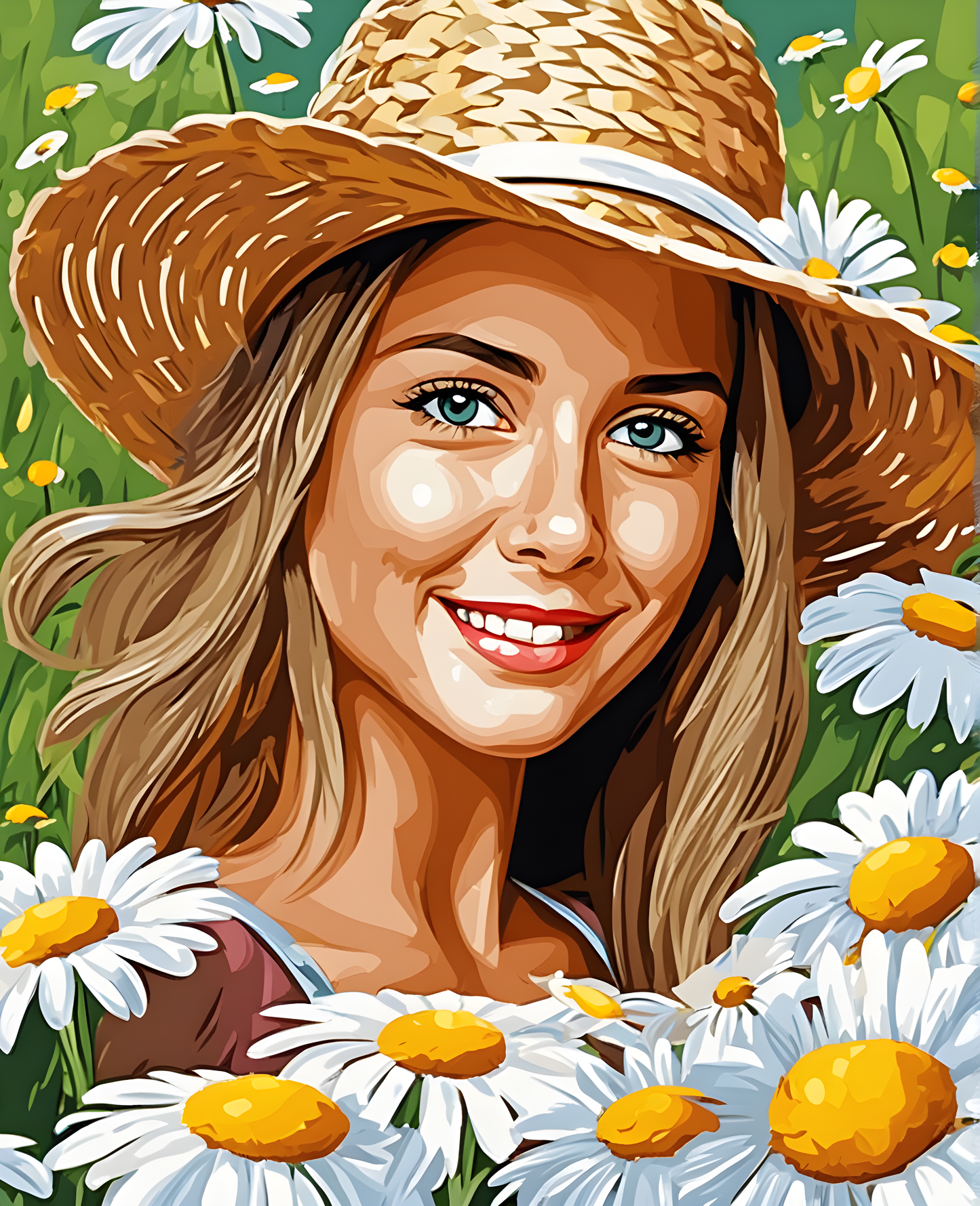 Straw Hat and Daisies (2) - Van-Go Paint-By-Number Kit