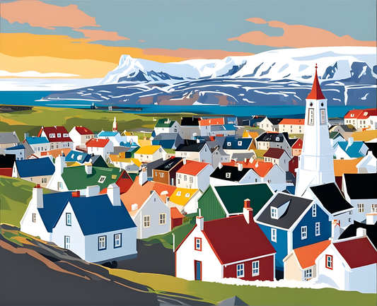 Iceland Collection PD (19) - Stykkishólmur town - Van-Go Paint-By-Number Kit