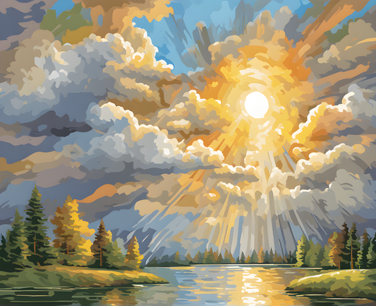 Sunbeams through the clouds (2) - Van-Go Paint-By-Number Kit