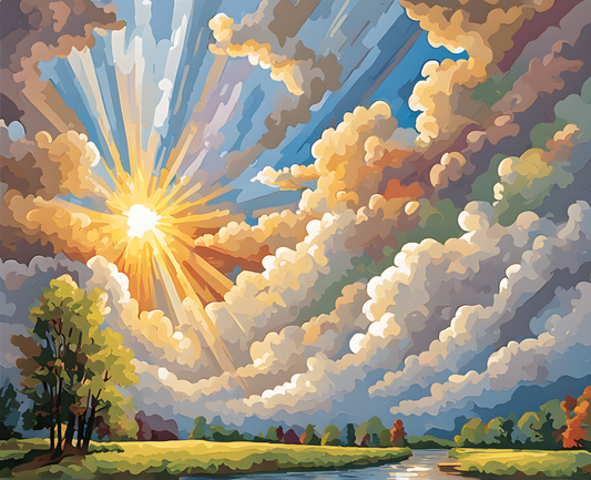 Sunbeams through the clouds (1) - Van-Go Paint-By-Number Kit