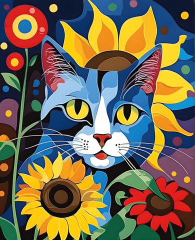 Sunflower Cat (1) - Van-Go Paint-By-Number Kit