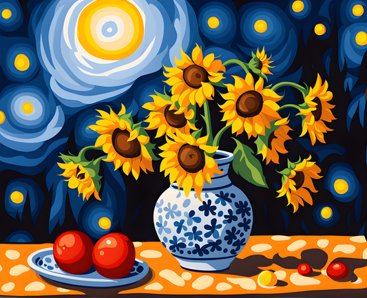 Sunflowers at Starry Night (1) - Van-Go Paint-By-Number Kit