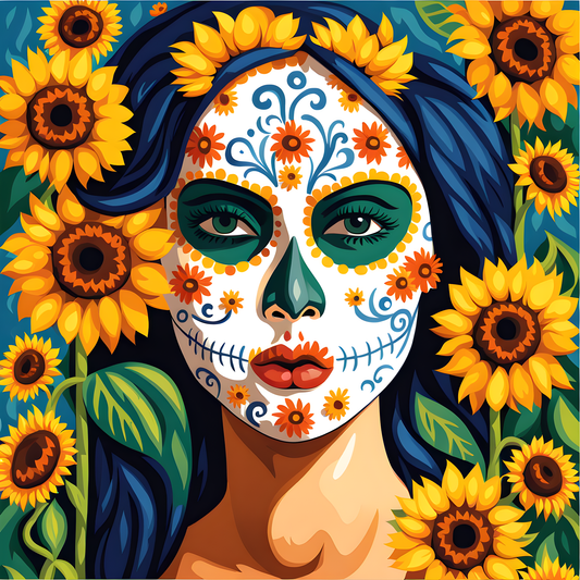 Sunflowers Sugar skull Girl (3) - Van-Go Paint-By-Number