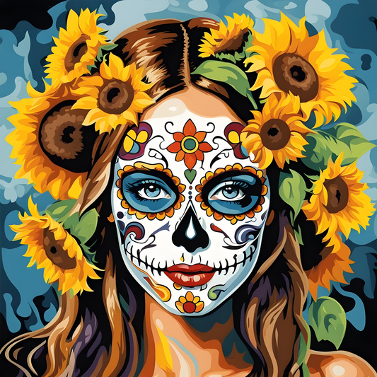 Sunflowers Sugar skull Girl (7) - Van-Go Paint-By-Number