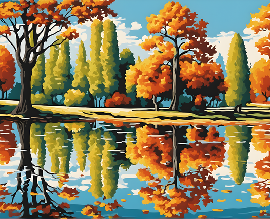 Sunny Trees Reflection PD - Van-Go Paint-By-Number Kit