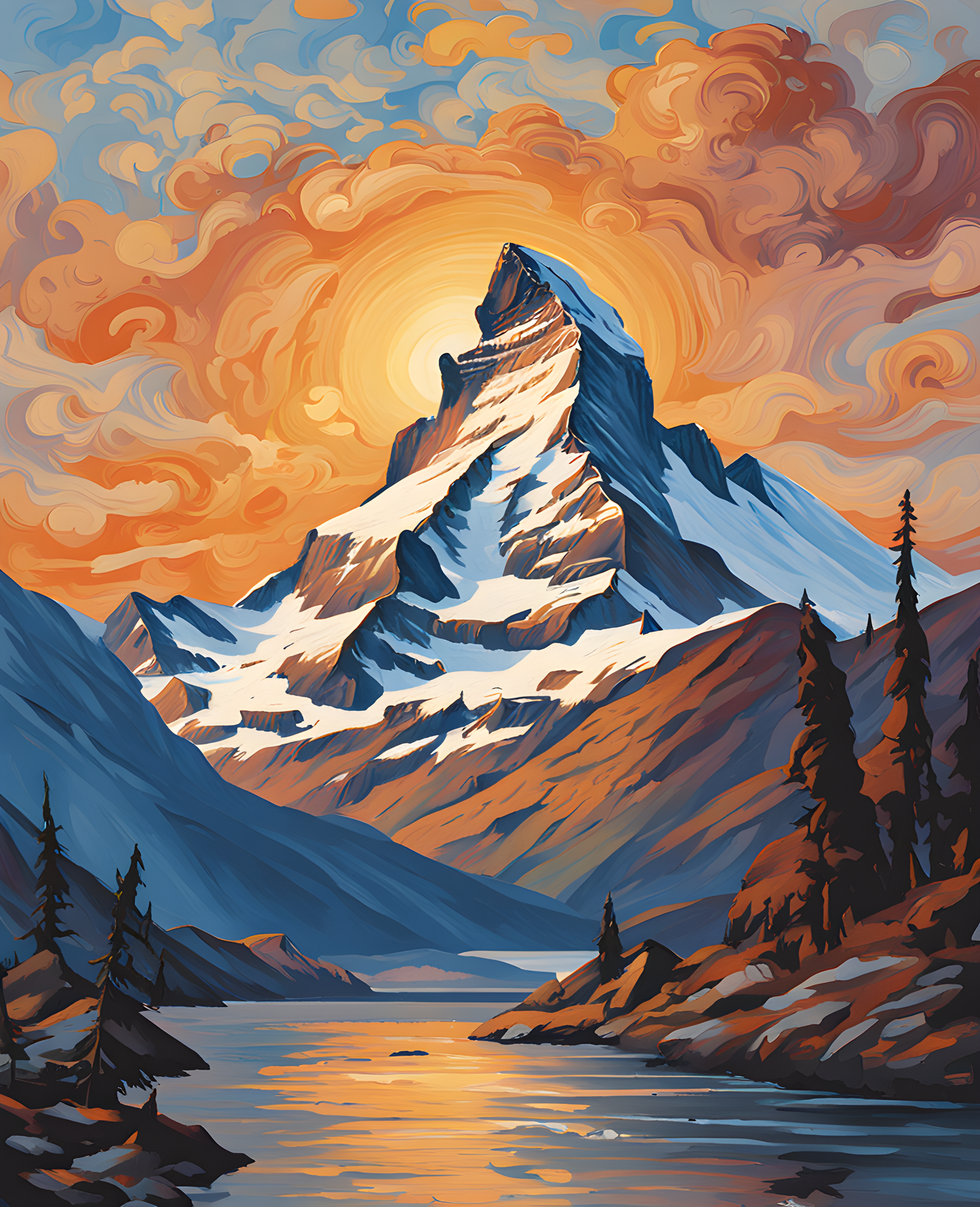 Sunrise on the Matterhorn (1) - Van-Go Paint-By-Number Kit