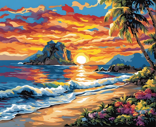 Sunrise on Island Shore (1) - Van-Go Paint-By-Number Kit