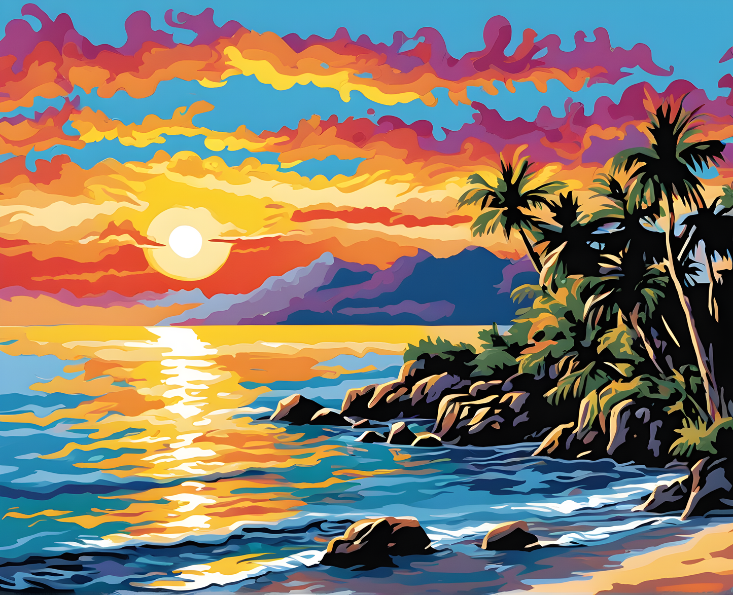 Sunrise on Island Shore (2) - Van-Go Paint-By-Number Kit