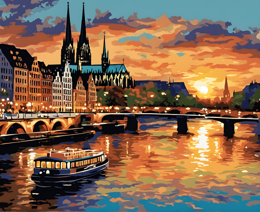Sunset Collection OD (18) - Sunset in Cologne, Germany - Van-Go Paint-By-Number Kit