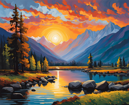 Sunset in the Himalayas - Van-Go Paint-By-Number Kit
