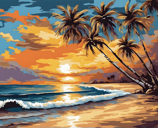 Sunset Collection OD (24) - Sunset on Paradise Beach - Van-Go Paint-By-Number Kit