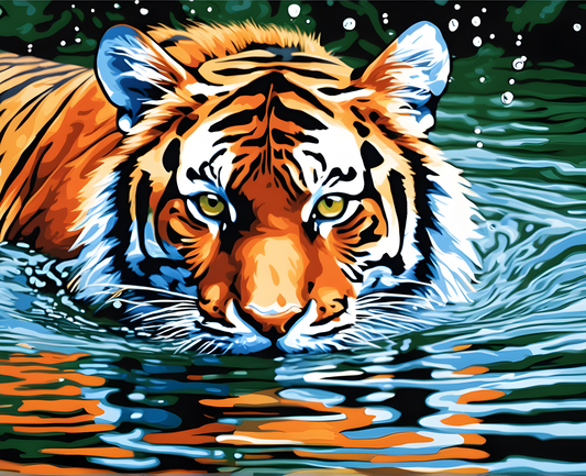Swimming Tiger (2) - Van-Go Paint-By-Number Kit