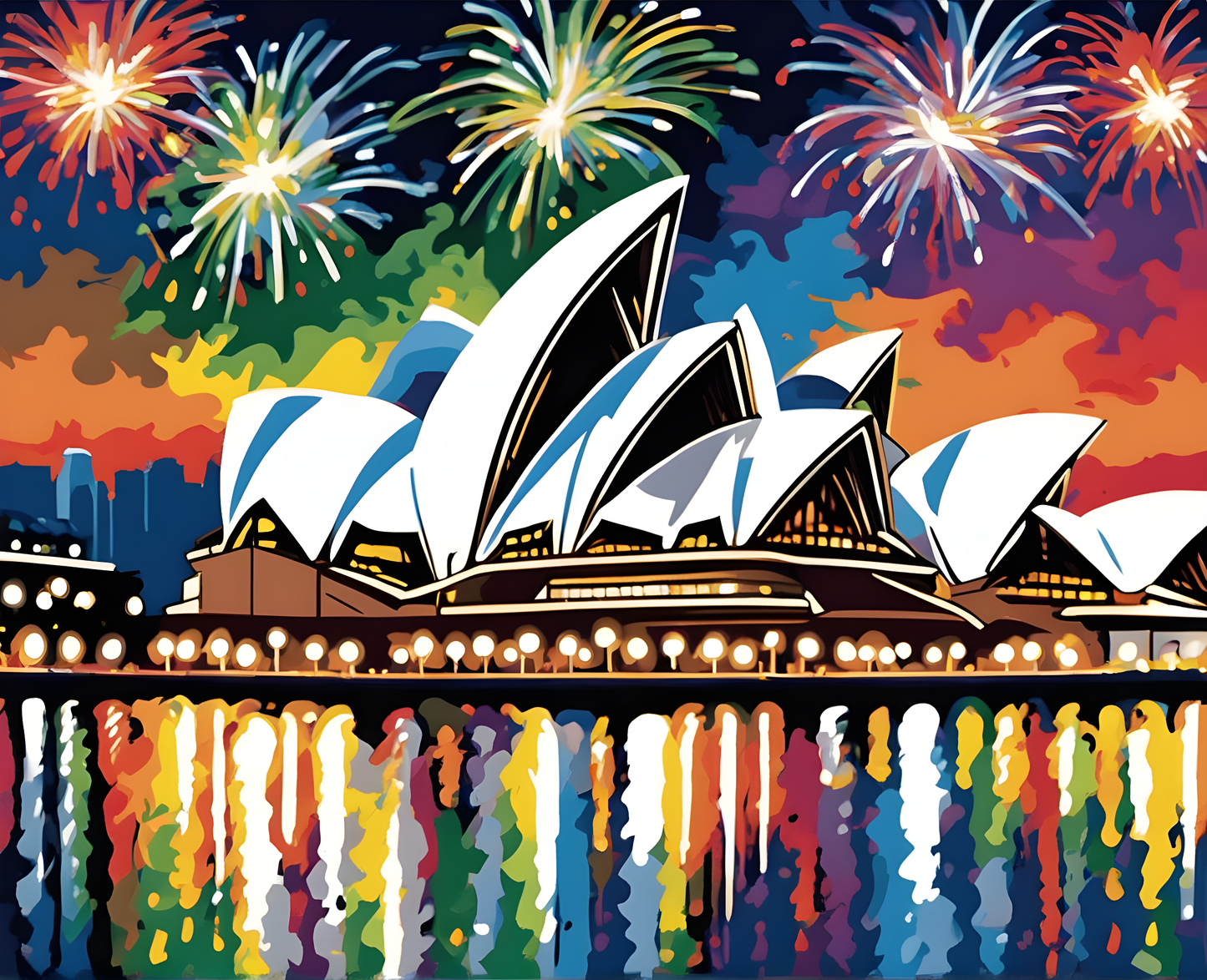 Sydney Opera in Fireworks (2) - Van-Go Paint-By-Number Kit