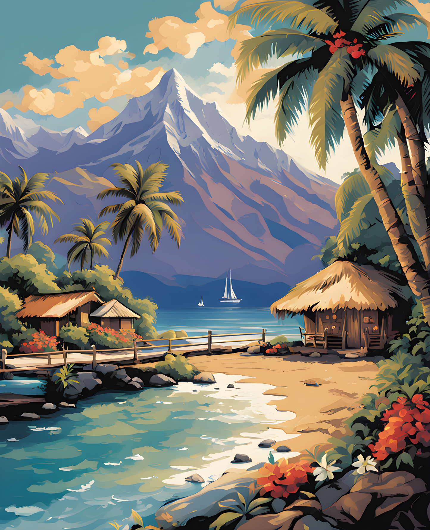 Tahitian Landscape (1) - Van-Go Paint-By-Number Kit