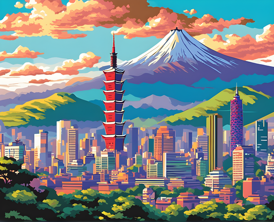 Taipei at Sunrise, Taiwan (1) - Van-Go Paint-By-Number Kit