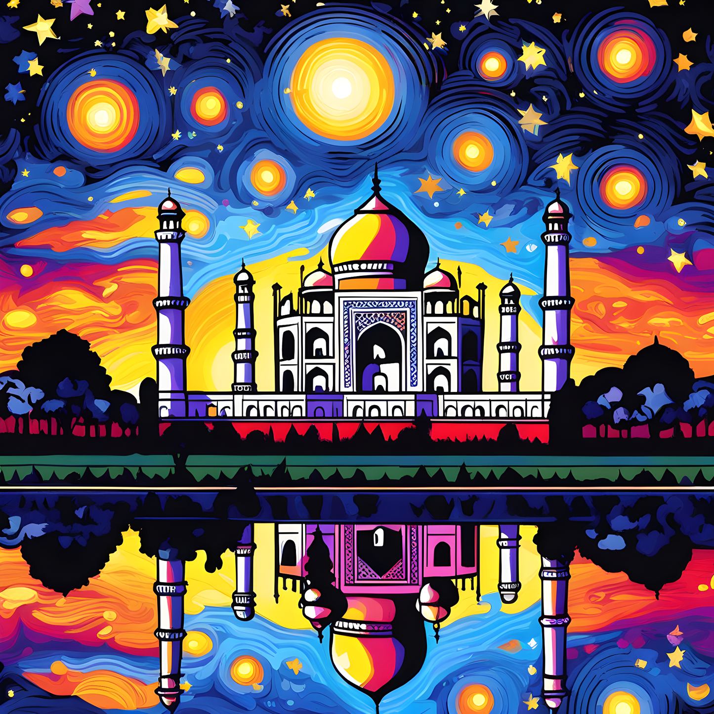 Taj Mahal, India (3) - at Starry Night - Van-Go Paint-By-Number Kit