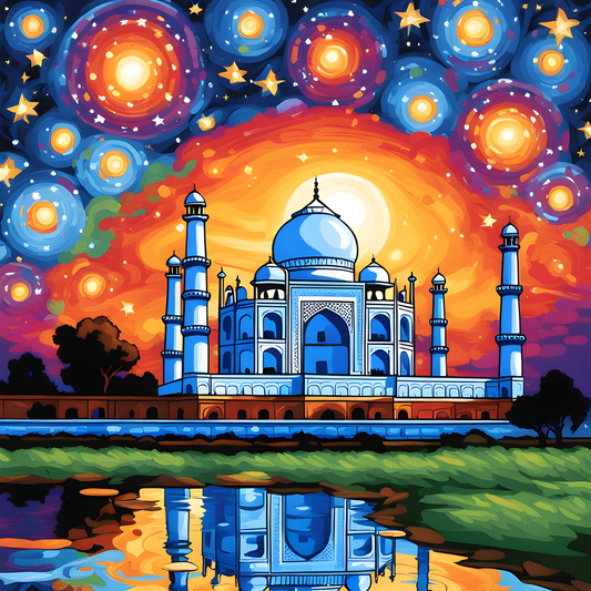 Taj Mahal, India (2) - at Starry Night - Van-Go Paint-By-Number Kit