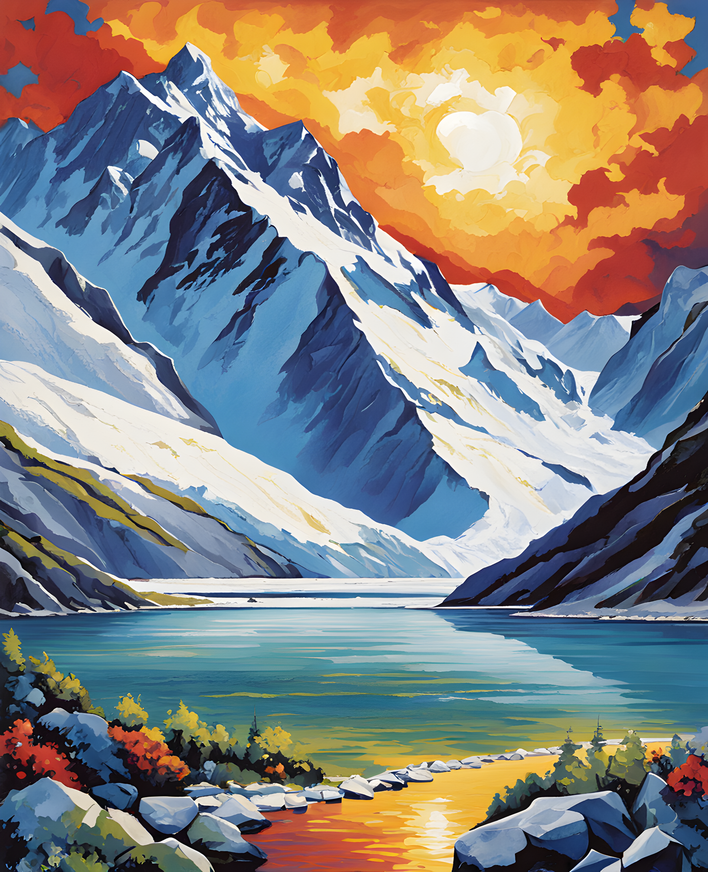 New Zealand Collection PD (4) - Tasman Glacier Terminal Lake - Van-Go Paint-By-Number Kit