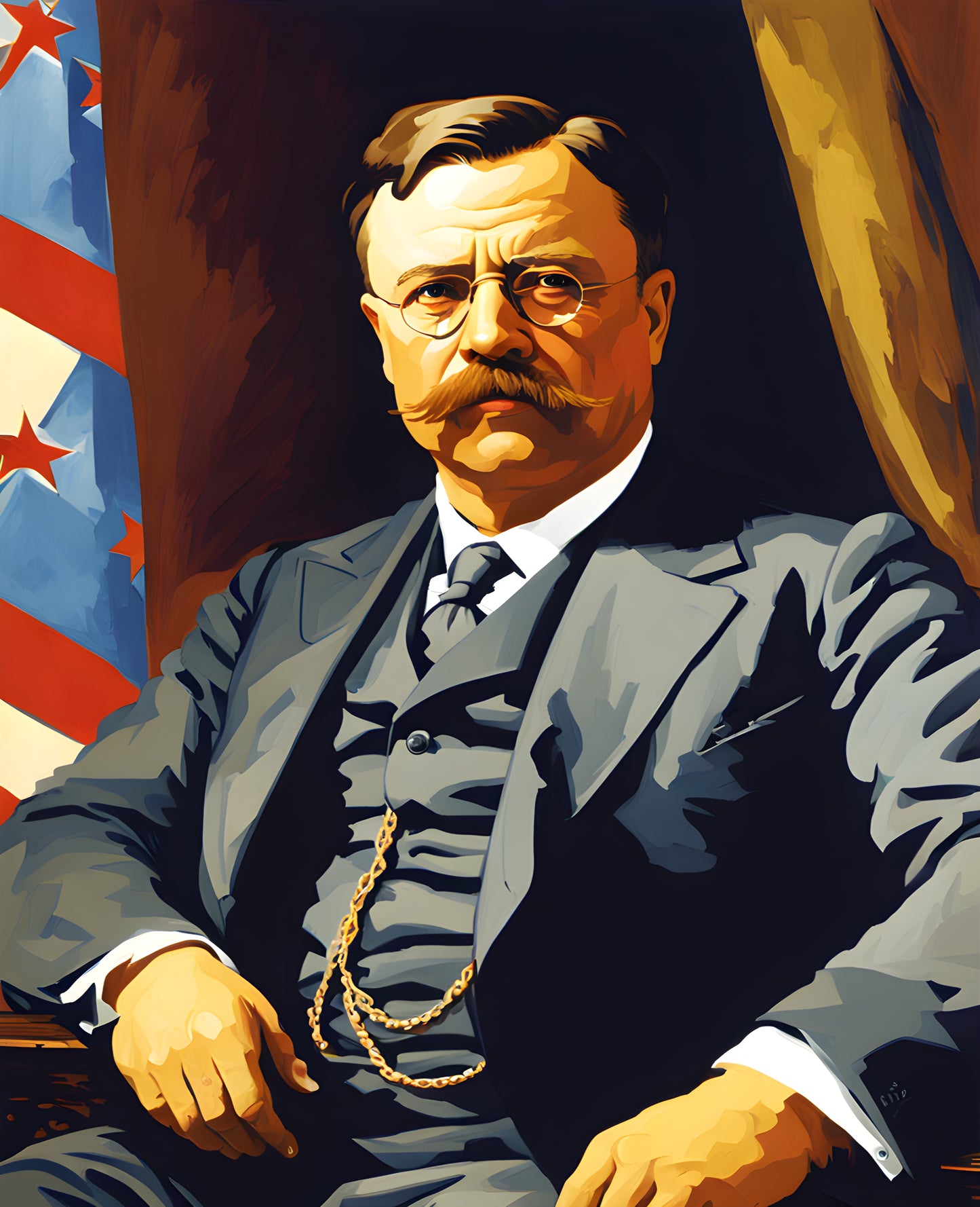 USA Presidential Portraits PD (35) - Teddy Roosevelt - Van-Go Paint-By-Number Kit
