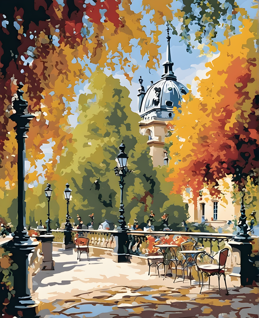 Paris Collection OD (9) - Terrace in the Luxembourg Garden - Van-Go Paint-By-Number Kit