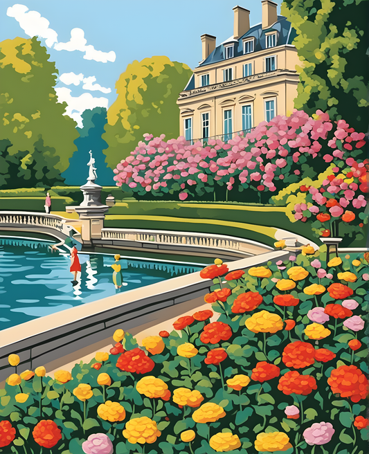 Paris Collection OD (11) - Terrace in the Luxembourg Garden - Van-Go Paint-By-Number Kit