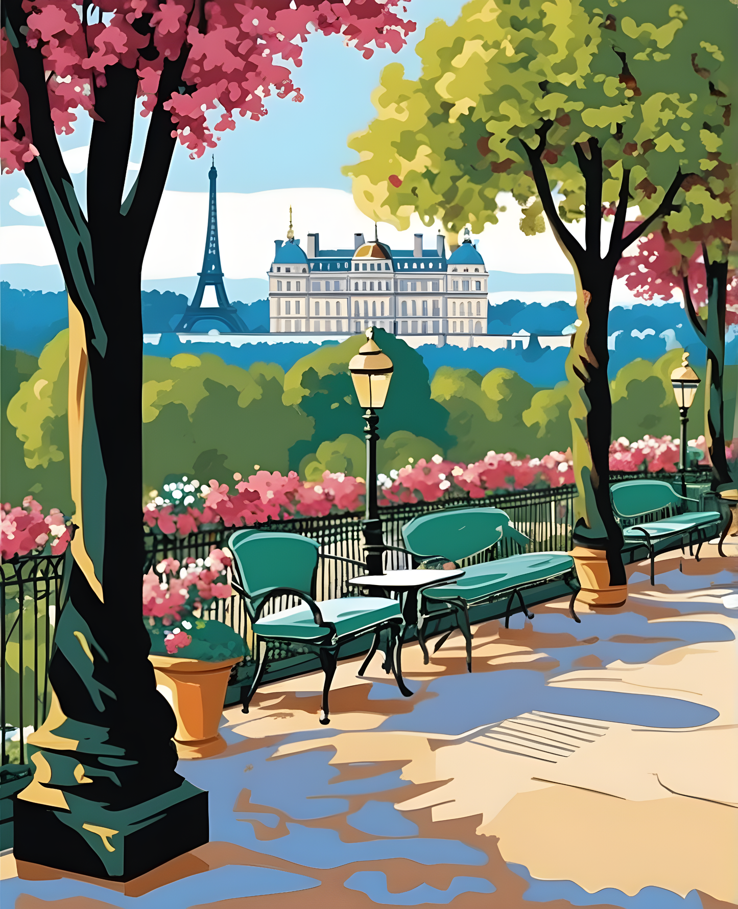 Paris Collection OD (8) - Terrace in the Luxembourg Garden - Van-Go Paint-By-Number Kit